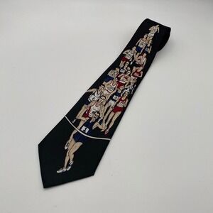 A. Rogers Tie Sports Runner Print‎ Novelty Necktie Mens Handmade Executive Black
